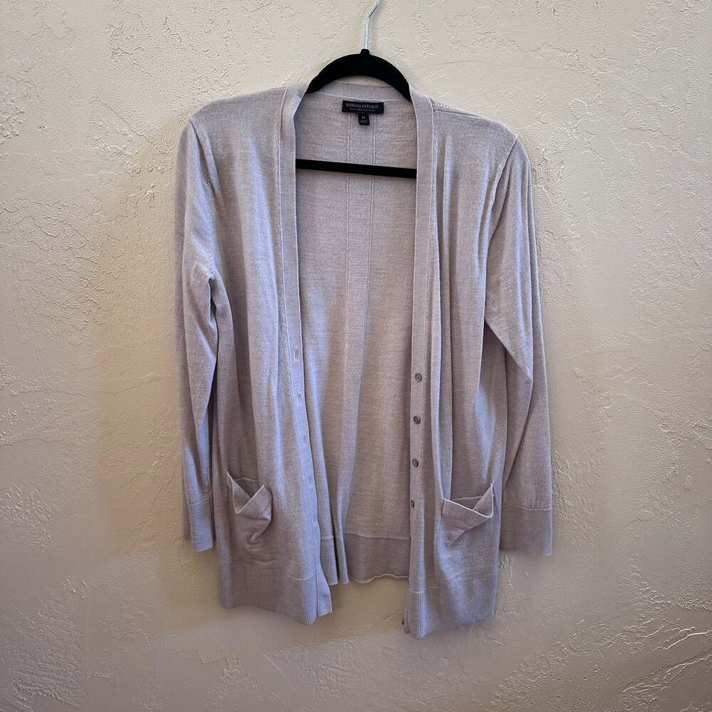 Banana Republic 100% Merino Wool Button-Front Cardigan with Pockets